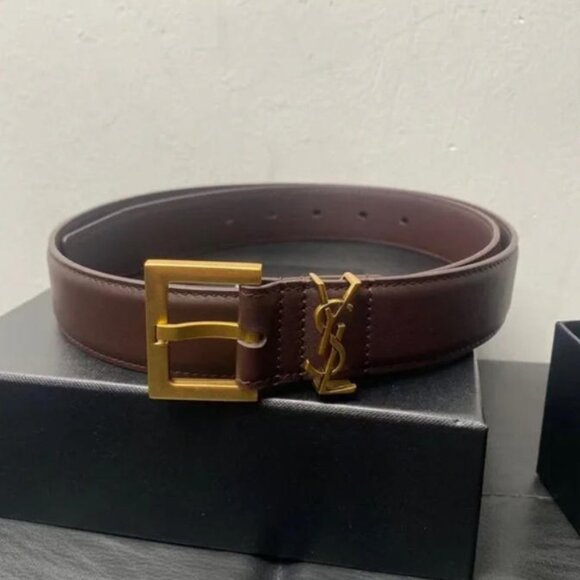Saint Laurent YSL Brown Leather Belt 90cm - With Original Box main image 4